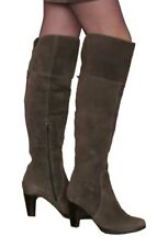 Overknie Stiefel ZERODB Damen Festlich Absatz Gr.39/40 Wildleder Grau Neuwertig 