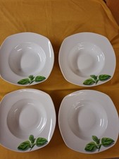 Pasta Teller 4 Stück 28 cm, Weiß, Basilikum Dekor, Gebraucht Top Zustand 