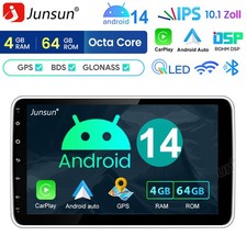10.1" DAB+ Autoradio 1 DIN Carplay 4GB+64G Android 14.0 GPS Drehbarer Bildschirm