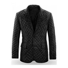 Herren Schwarz Leder Blazer
