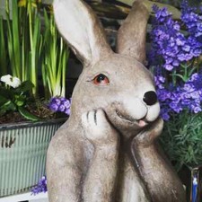 Großer Hase Rabbit Braun 33 cm Hasenkopf Statue Figur Osterhase Osterdeko
