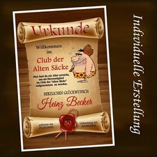 Urkunde "Club der alten Säcke" 18 20 30 40 50 60 70 Geburtstag  Deko Geschenk D5