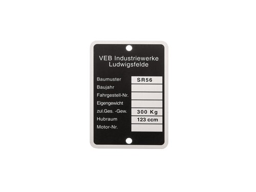 Typenschild rahmenplakette - typenschild, (rahmenplakette