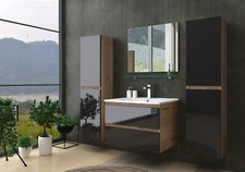 Badmöbel Set Eiche / Schwarz