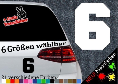 Trikot zahlenaufkleber sechs - 6,