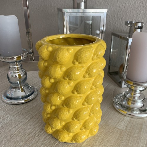 Zitronen vase keramik gelb - zitronen,