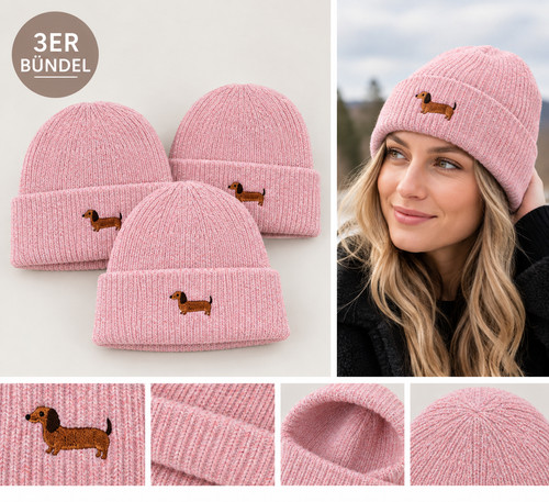 3er damen mützen set mit - damen-mützen-set,