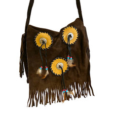 Leder Fransentasche Perlen