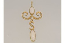 Opal-Kettenanhänger GG 750 (18 ct.) mit Opalen u. Brillanten, Handanfertigung.