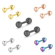 1 - 4 Paar Ohrstecker Kugel Schraubverschluss Edelstahl Damen Herren Ohrringe