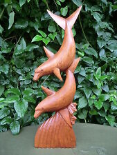 30 oder 50 cm Delfin Delphin Delfine Holz Schnitzerei Figur Skulptur Dekoration 