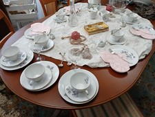 True Vintage Geschirr 7 Gedecke & Milchkännchen & Zuckerdose SCHWARZE ROSE -L450