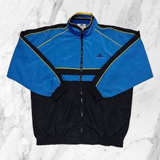 ADIDAS Vintage 90er Herren Zip Sweatshirt Jacke Overall Blau Schwarz Gelb Gr. 4XL XXXXL