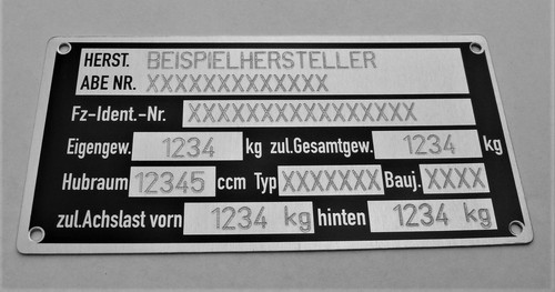 Typenschild oldtimer pkw - typenschild,