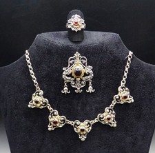 Herz Granat Set: 800 Silber