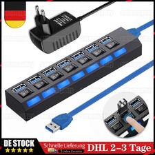 USB 3.0 4/7 Port Hub Aktiv mit Netzteil Verteiler USB Für Windows Laptop PC DE