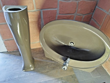 Villeroy & Boch Waschbecken mit Säule Balibraun Vintage / Retro (1975) gebraucht