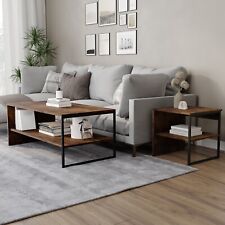 3-tlg. Holz Teetisch & 2