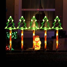 Weihnachtsbaum LED Pfahl Lichter Weg Lichter Outdoor Decor 5 Stake Home Garten