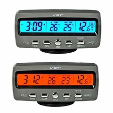 4in1 Innen Außen 12V Auto KFZ LED Digital Thermometer Uhr Kalender Voltme T3S7.