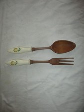 Salatbesteck Holz mit Keramikgriffen