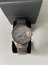Emporio Armani Herren-Armbanduhr, matt Silber, Goldfarbene Elemente, wie Neu