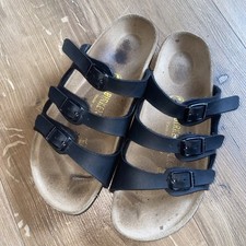 Birkenstock Florida Schuhe Sandalen Gr. 36 Pantolettte Echtleder schwarz