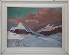 Winterlandschaft mit Bauernhaus Hochschwarzwald monogrammiert PG (19)28