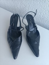 Stephane Kelian Paris Slingback Pumps Stiletto Schwartz Leder Größe 40.5 UK 7