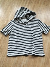 Opus Fashion Kapuzen Sweatshirt cropped, Kurzarm, gestreift, schwarz weiß **36**