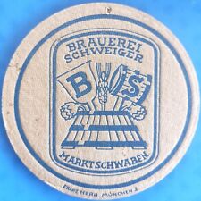 Alter Bierdeckel Brauerei Schweiger Markt Schwaben um 1940-50 mit Impressum