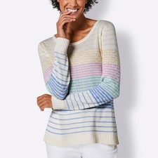 creation L Damen Pullover Oberteil Rundhals Langarm mint rose NEU