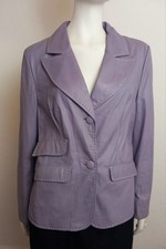 ELEGANCE Jacke Leder 42 44 Lila Lammleder Langarm Kragen 2 Knöpfe Taschen Weich