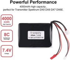 Crazepony 4000mAh 2S Lipo-Akku 8C/ 16C 7,4 V JST JR-Stecker für Spektrum DX9 DX8