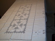 Hardanger Tischdecke ca. 2,20 x 1,35 cm handarbeit