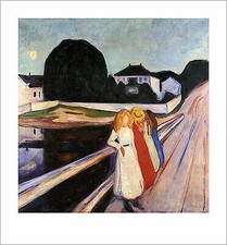 EXPRESSIONISMUS EDVARD MUNCH 4 MÄDCHEN AUF DER BRÜCKE um 1905 KUNSTDRUCK 20