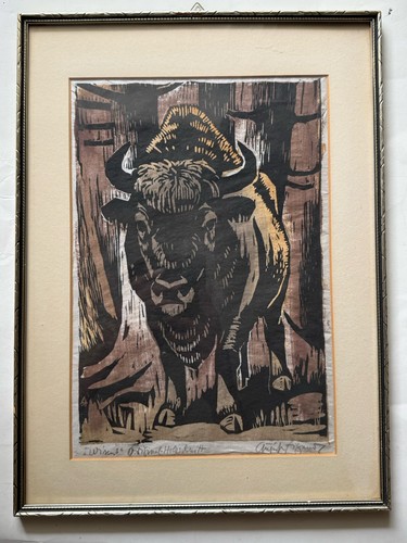 Wisent holzschnitt - wisent,