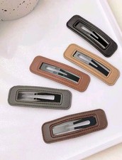 5er Set Haarclips Haarspangen in 5 Farben aus Eisen PU-Leder