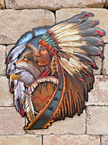 Blechschild indianer geprägt - blechschild,