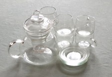 Tee-Set Teekanne mit Filter 6 Tassen 6 Untertasse Glas Vintage