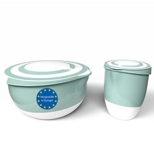 2er Set 5 L & 1,5 L Ruhrschussel mit Deckel Spritzschutz lebensmittelecht