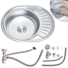 Edelstahlspüle Spülbecken Edelstahl Rundspüle Spüle Rund Zubehör 57cm Einbau