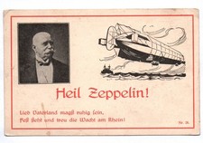 Ak Heil Zeppelin Wacht am Rhein Kriegs Gedenk Postkarte 1915 Luftschiff