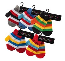 Thermo Fäustlinge Handschuhe für Kleinkinder 1-3 Jahre bunt gestreift