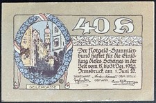 40 Heller  Innsbruck  1920  Serienschein Notgeld Österreich  #15.10.a4