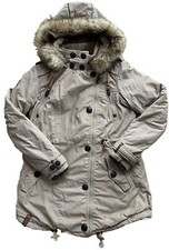 Naketano Mantel Damen Jacke Parka Gr. L Baumwolle beige
