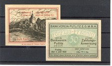 Putlitz 2 Scheine Notgeld /
