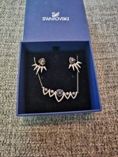 Original Swarovski Schmuckset Silber Grau Ohrstcker 2in1 Collier
