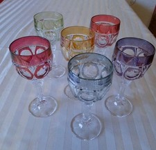 6 Kristallgläser, Römer,bunt, Vintage 1970er Jahre , Vitrinenware, 