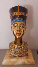 Nofretete Büste , Marmorsockel, Figur Deko Statue Ägypten  Skulptur, 32 cm